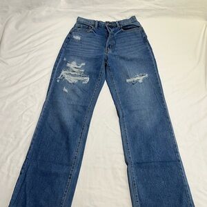 Cello Blue Distressed Flare Jeans